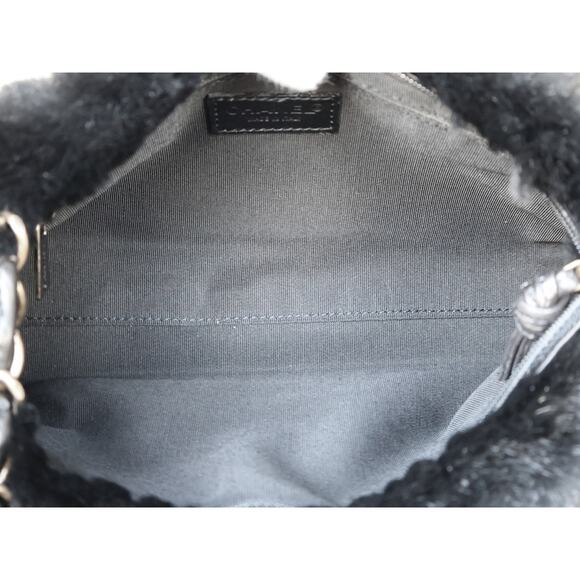 Chanel Rabbit Fur Bag CC Shoulder Chain Coco Mark Vintage Black Soft Rare Auth - Picture 11 of 16